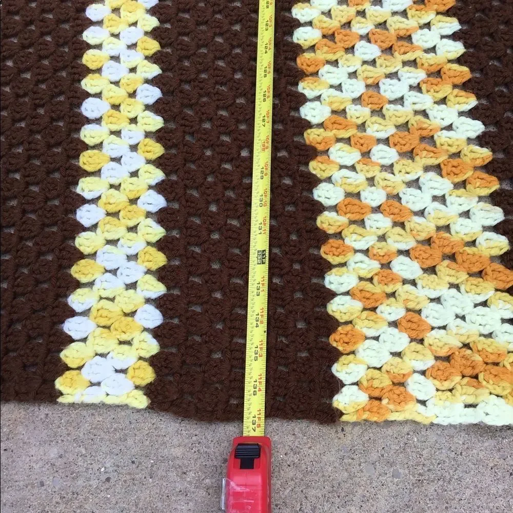 Granny Square Crochet Home Made Blanket 85” X 137”